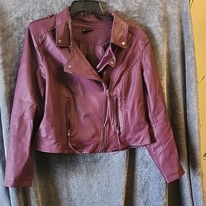 Women's Purple faux Leather Jacket